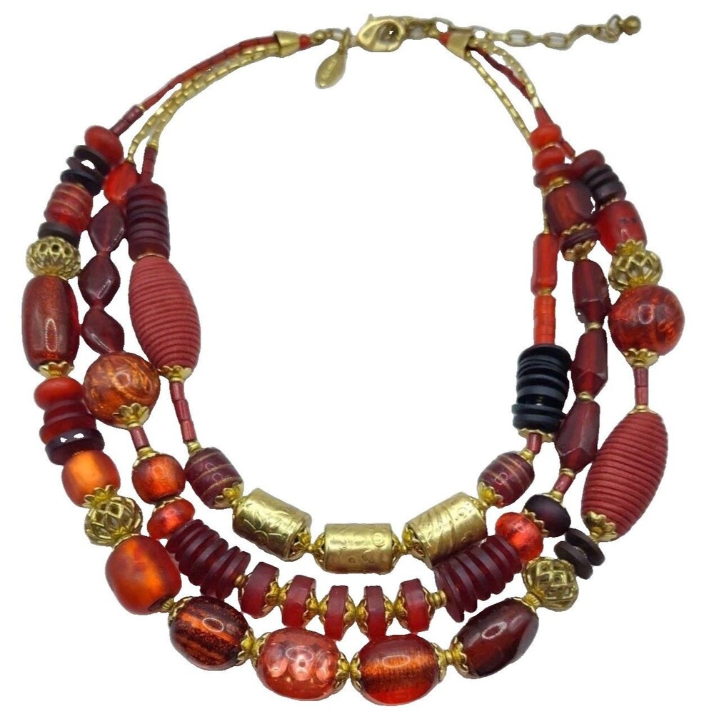 Vintage Chico's Multistrand Beaded Statement Necklace Adjustable 18-22 Inches